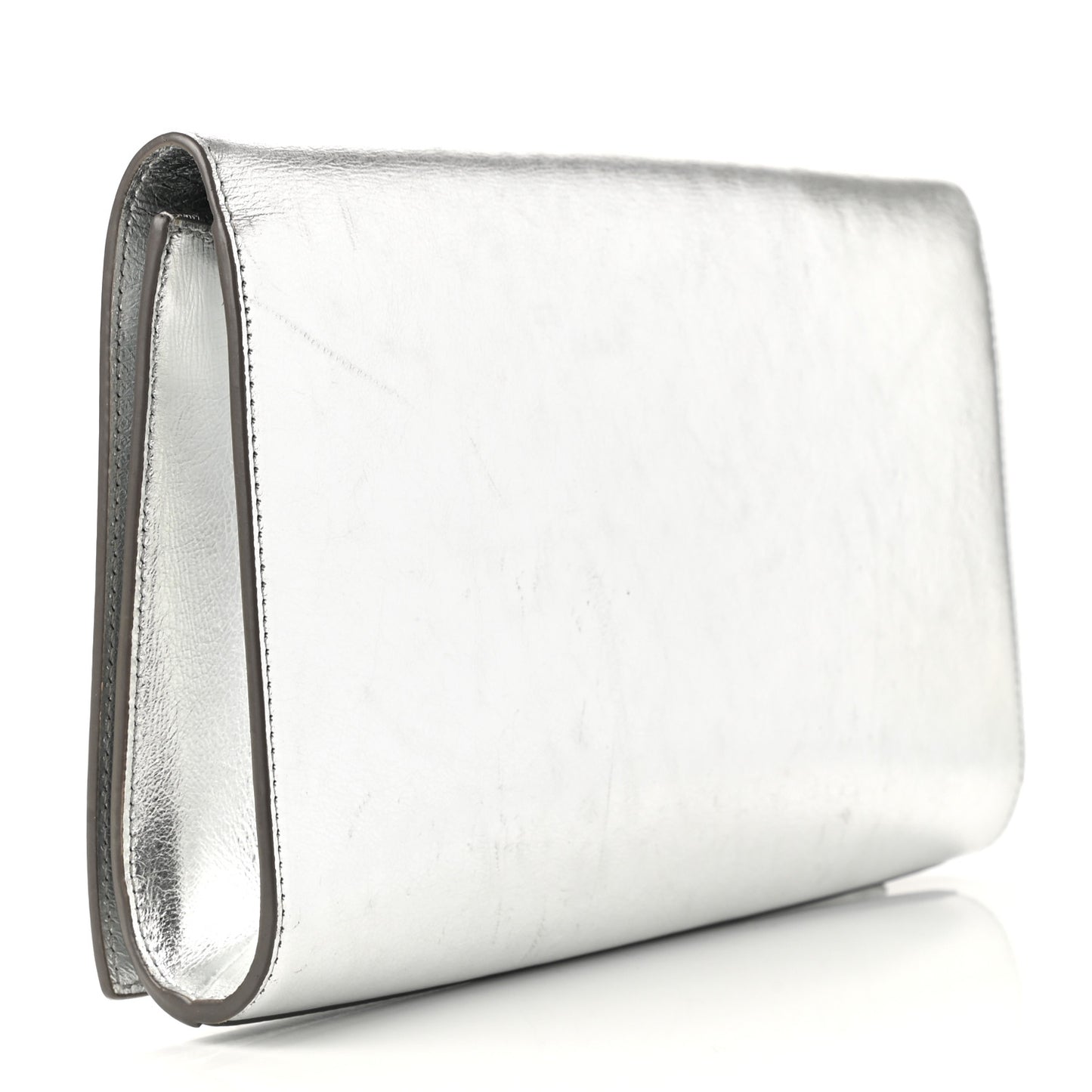 Metallic Calfskin Monogram Large Belle De Jour Clutch Silver