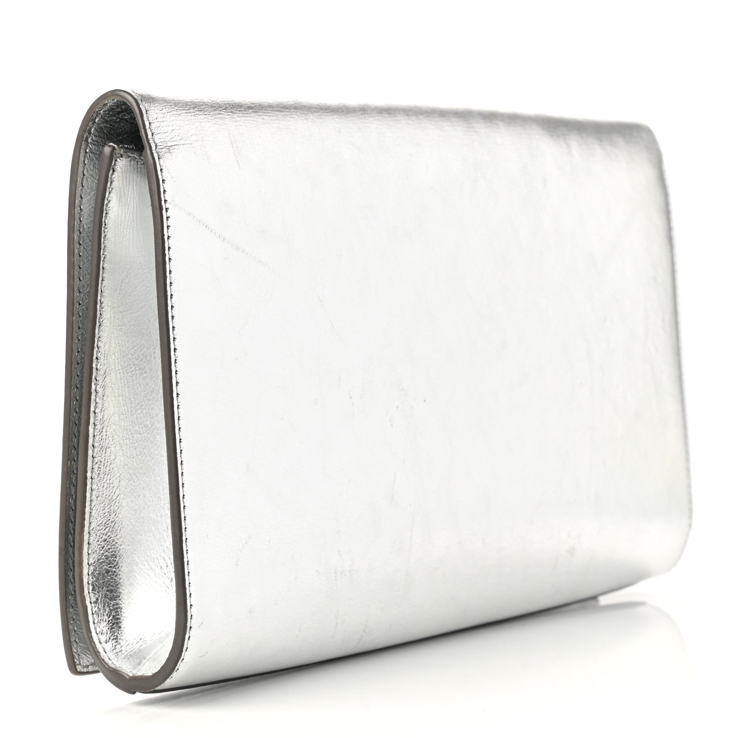 Saint Laurent Metallic Calfskin Monogram Large Belle De Jour Clutch Silver 3 of 10