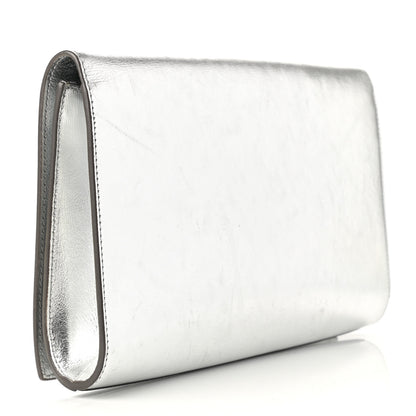 Saint Laurent Metallic Calfskin Monogram Large Belle De Jour Clutch Silver 3 of 10