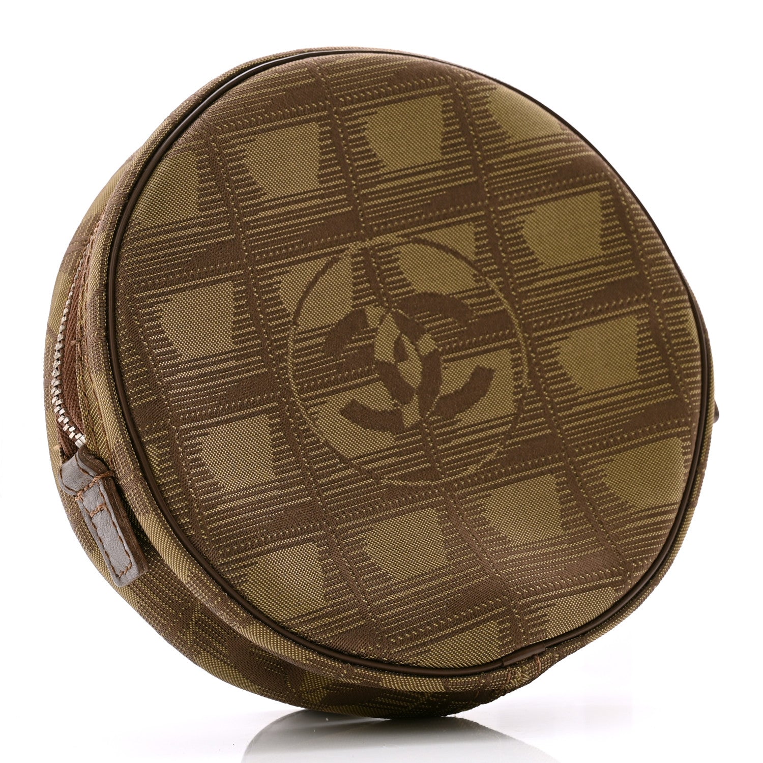 Chanel Nylon Travel Round Pouch Brown 3 of 9