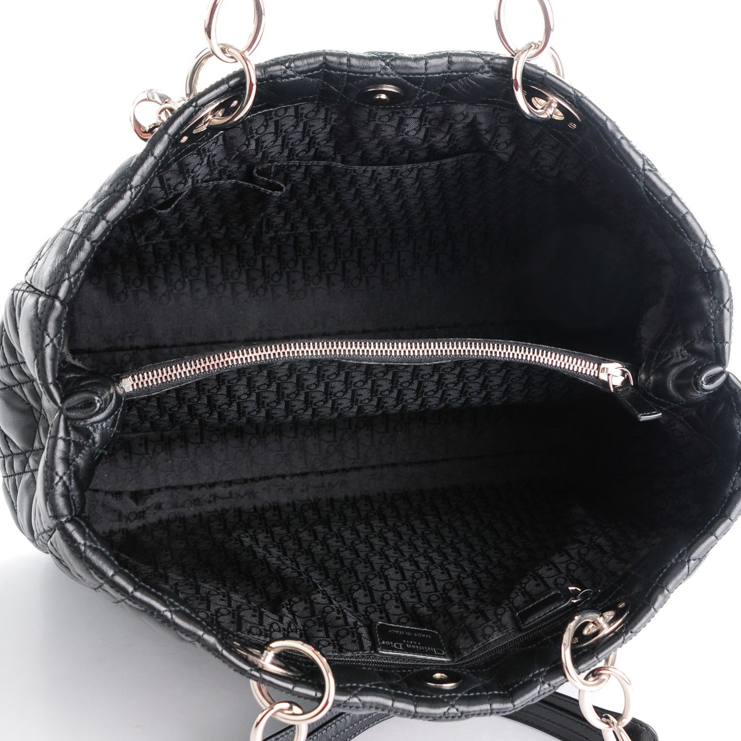 Lambskin Cannage Large Dior Soft Shopping Tote Black