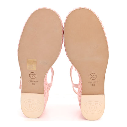 Chanel Lambskin Grosgrain CC Espadrilles Wedges 38 Pink Black 7 of 11