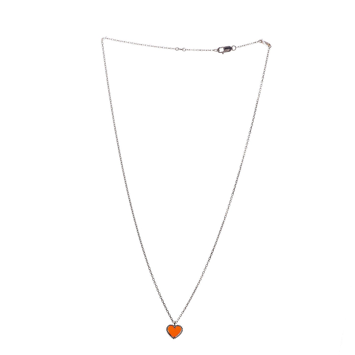 18K Rose Gold Carnelian Sweet Alhambra Heart Pendant Necklace