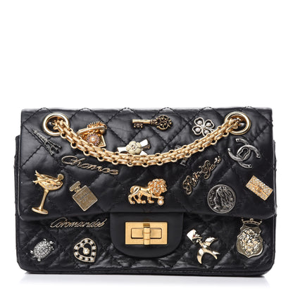 Chanel Aged Calfskin Lucky Charms 2.55 Reissue 224 Flap Black 1 of 12