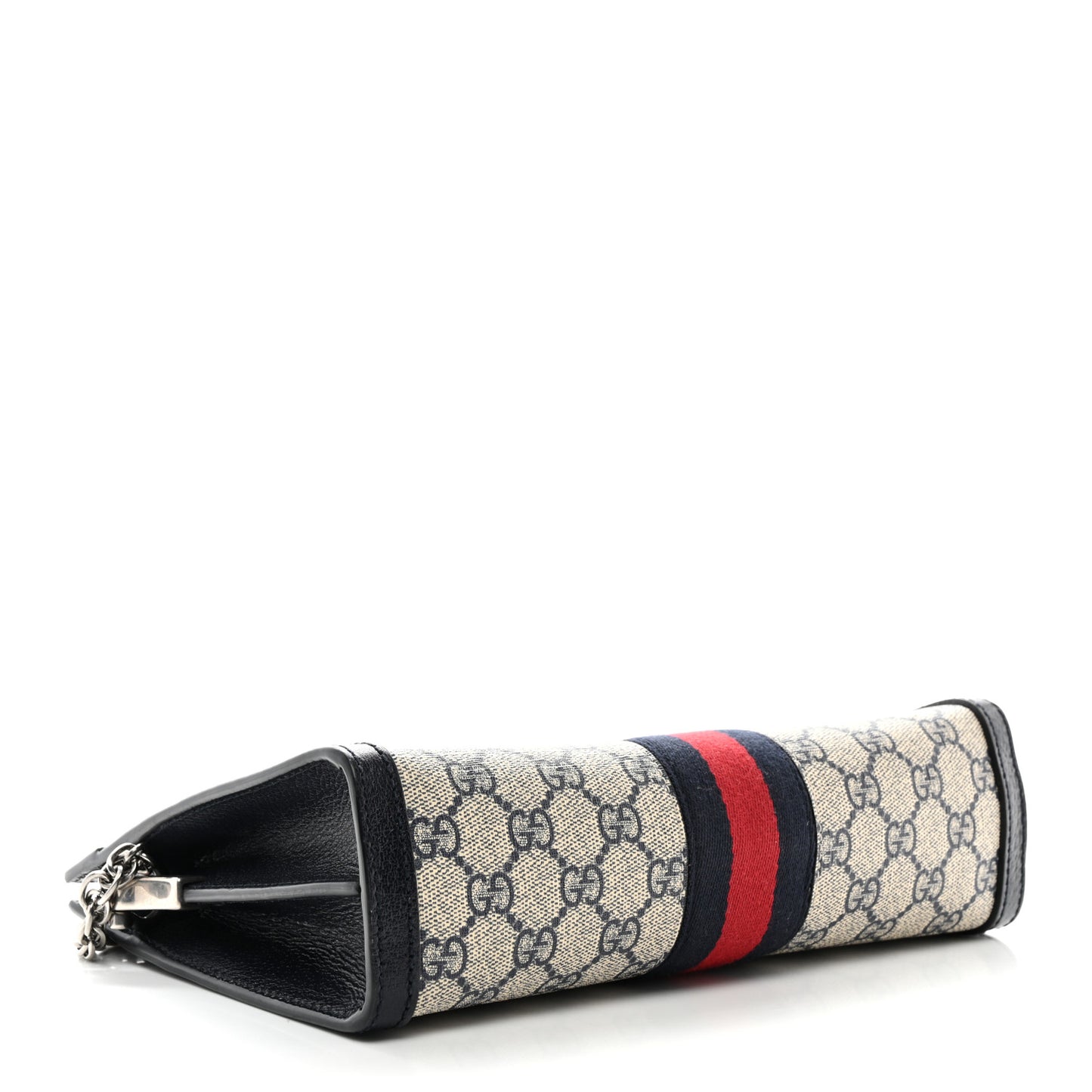 GG Supreme Monogram Textured Dollar Calfskin Web Small Ophidia Chain Shoulder Bag Beige Blue