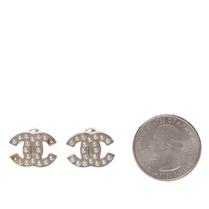 Chanel Pearl CC Earrings Silver 2 of 7