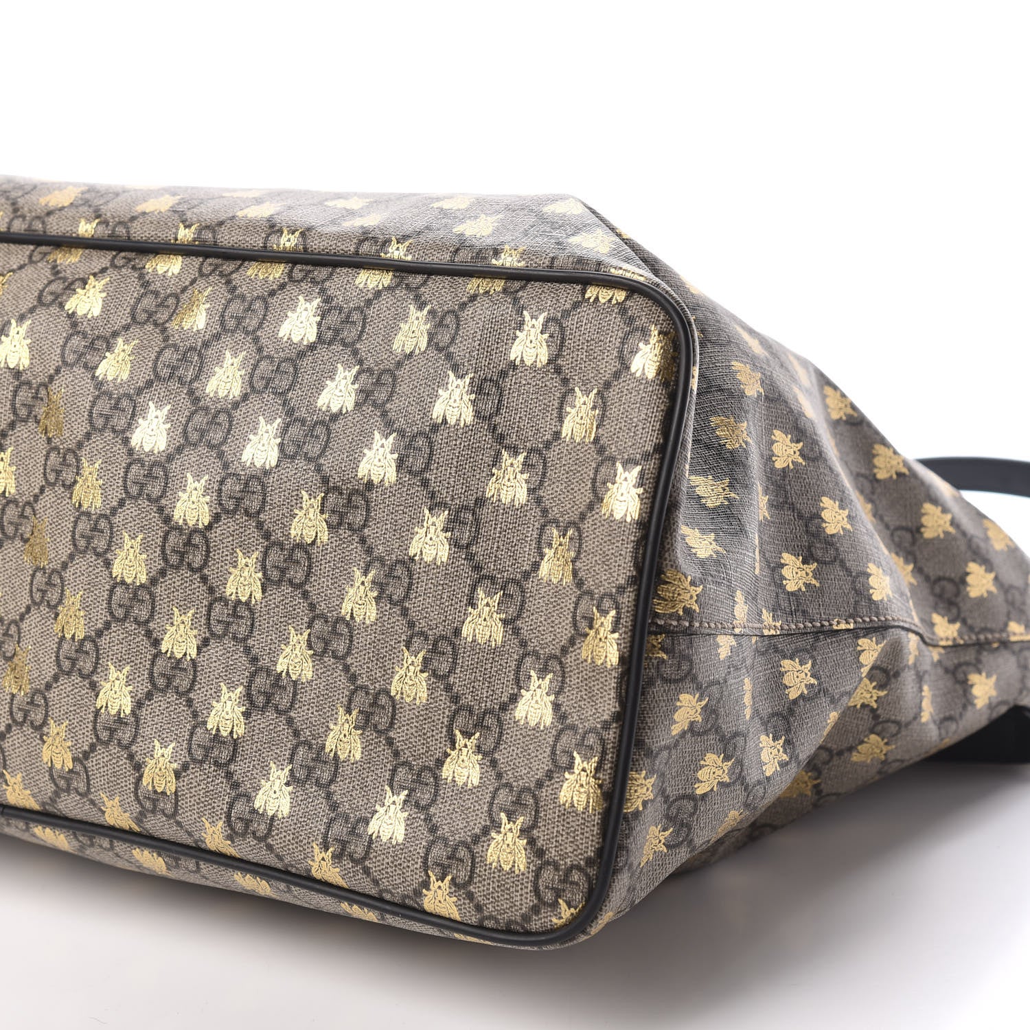 Gucci Soft GG Supreme Monogram Bees Medium Crossbody Tote Beige Oro Black 6 of 9