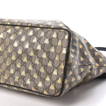 Gucci Soft GG Supreme Monogram Bees Medium Crossbody Tote Beige Oro Black 6 of 9