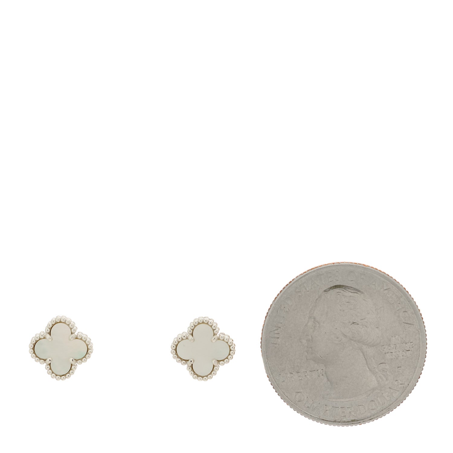 Van Cleef & Arpels 18K White Gold Mother of Pearl Sweet Alhambra Earrings 2 of 5