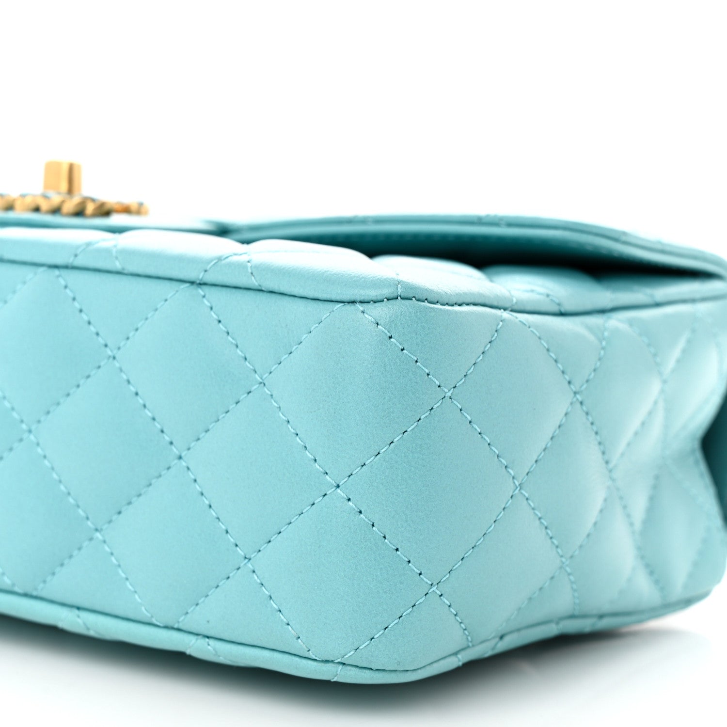 Chanel Lambskin Quilted Small Strass On Top Flap Bag Light Blue 10 of 11