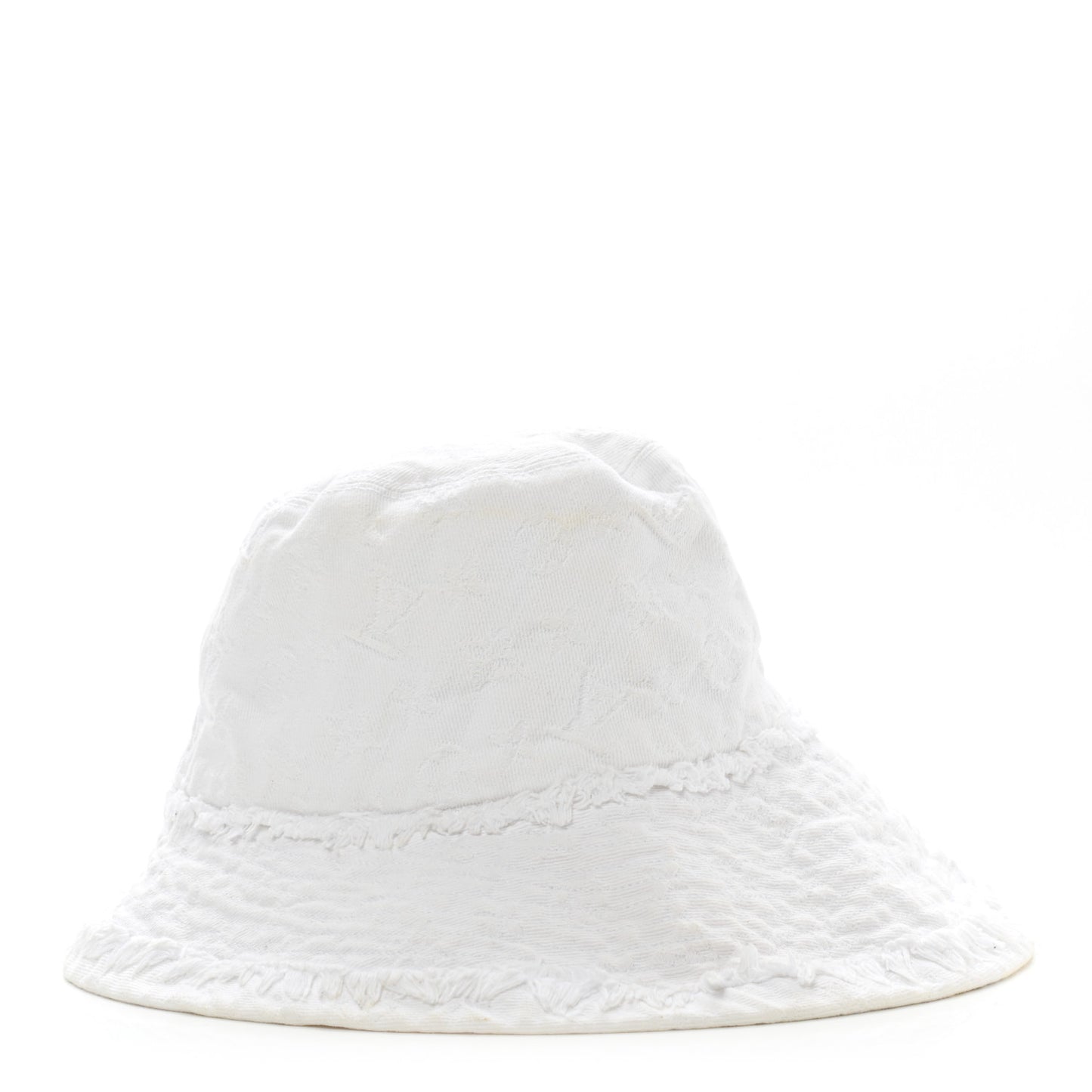 Monogram Denim Fringe Bucket Hat L White