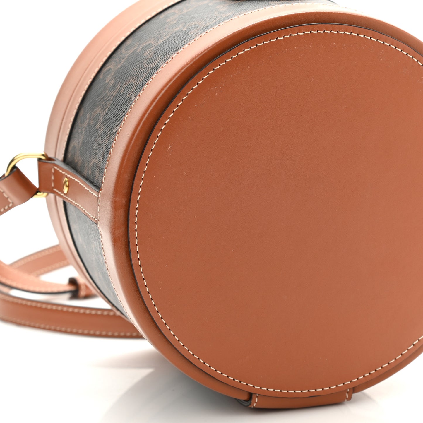 Calfskin Triomphe Canvas Medium Tambour Bag Tan