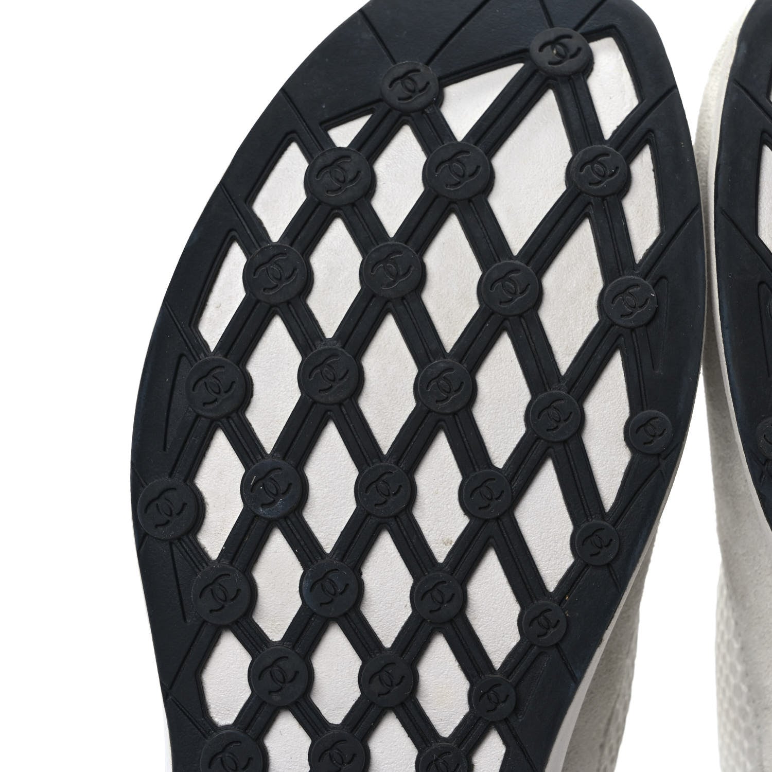 Chanel Calfskin Mesh Lycra Suede Womens Logo Sneakers 40 White 6 of 8