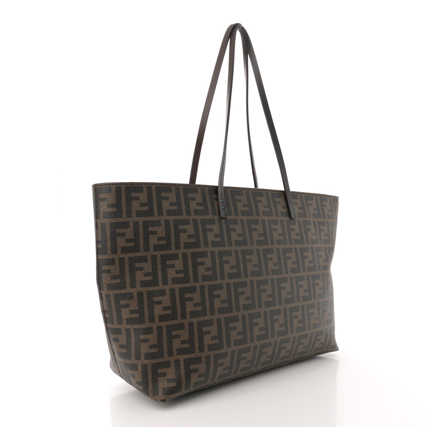 Fendi Zucca Spalmati Medium Roll Tote Tobacco Pavone 3 of 12