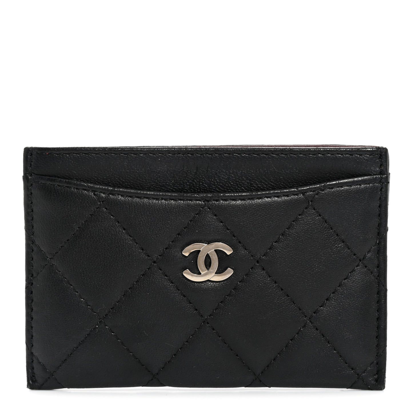 Lambskin Quilted Card Holder Black