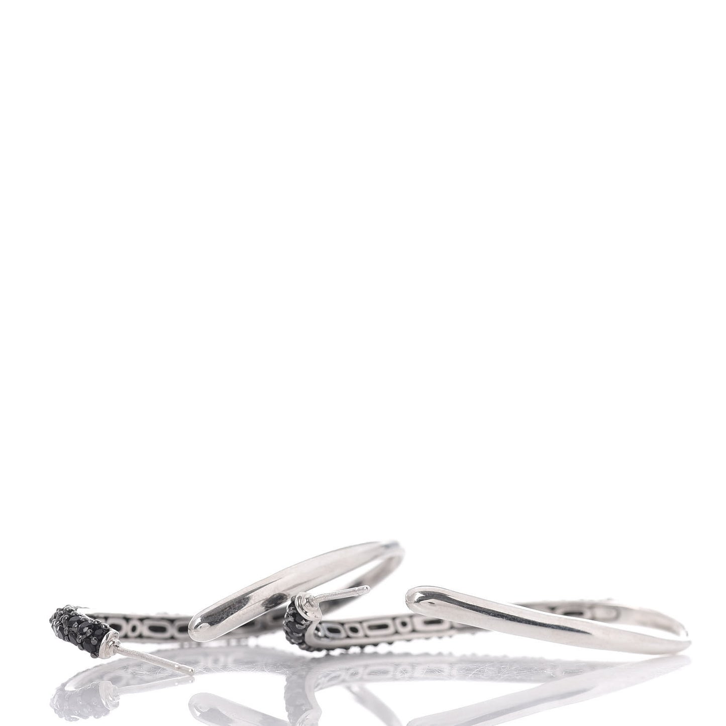 Sterling Silver Black Sapphire Kali Lava Hoop Earrings