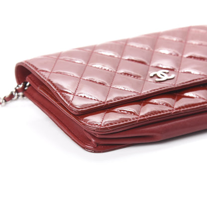 Chanel Patent Quilted Wallet On Chain WOC Red 8 of 9