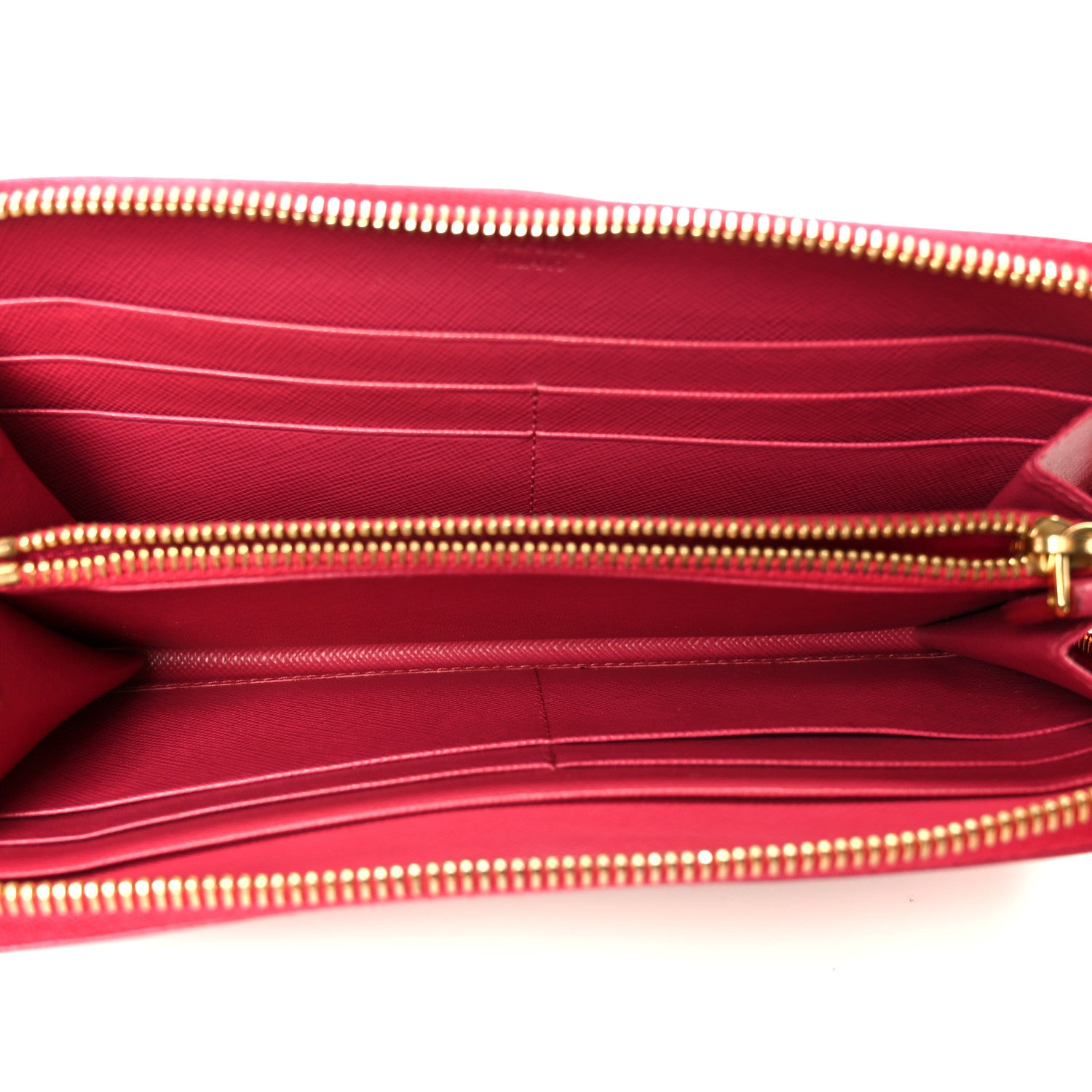 Prada Saffiano Triangle Zip Around Wallet Peonia 5 of 9