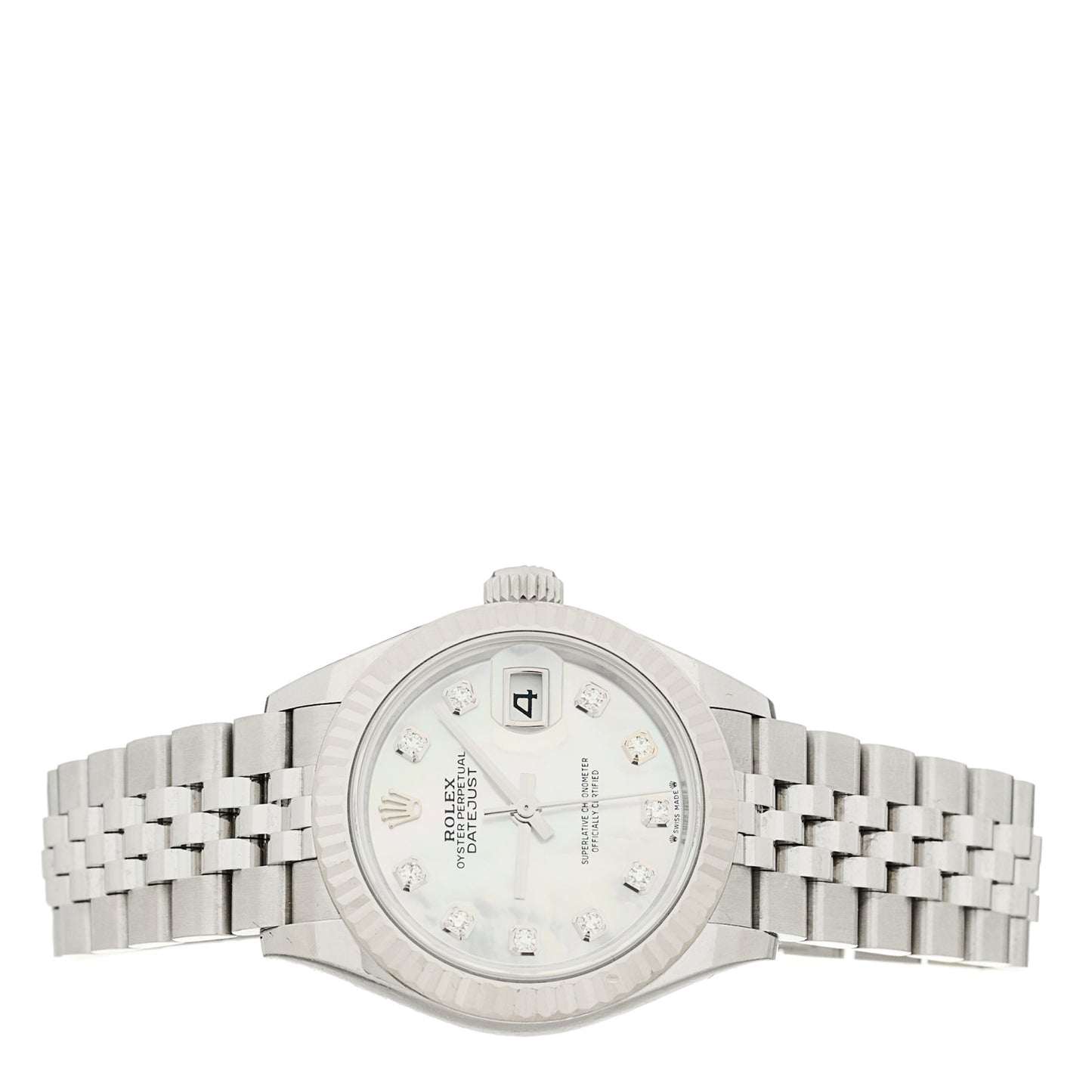 Stainless Steel 18K White Gold Diamond Mother of Pearl 28mm Oyster Perpetual Datejust Watch 279174