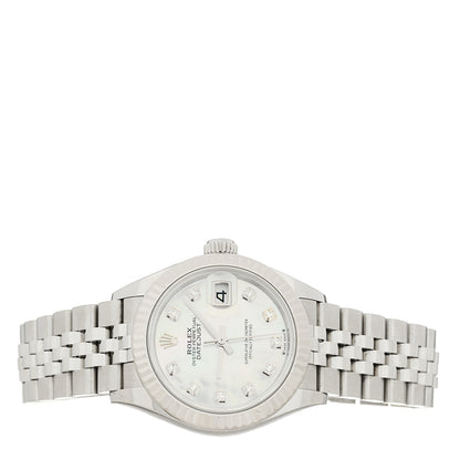 Rolex Stainless Steel 18K White Gold Diamond Mother of Pearl 28mm Oyster Perpetual Datejust Watch 279174 2 of 5