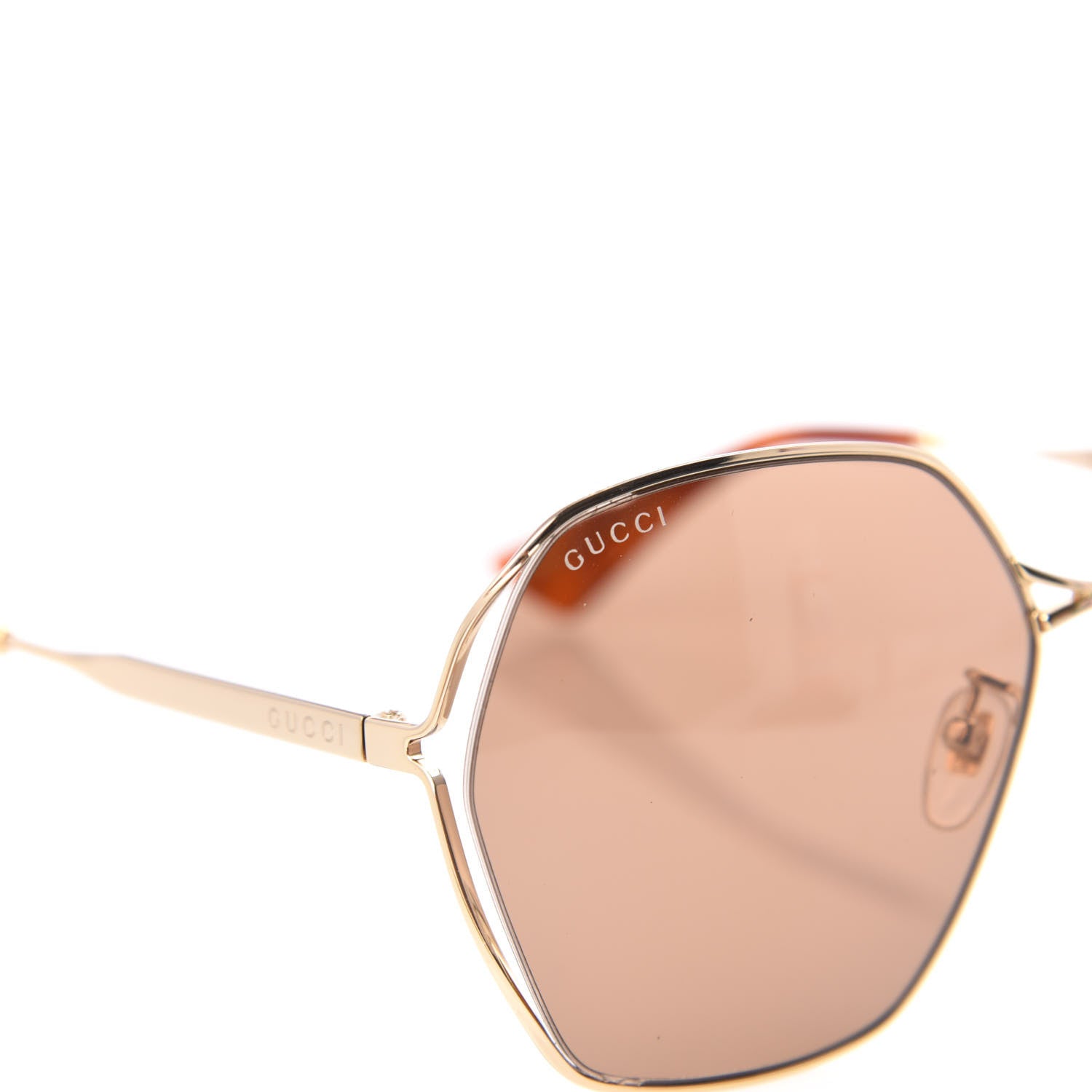 Gucci Metal Fork Square Frame Sunglasses GG0818SA Pink 7 of 8