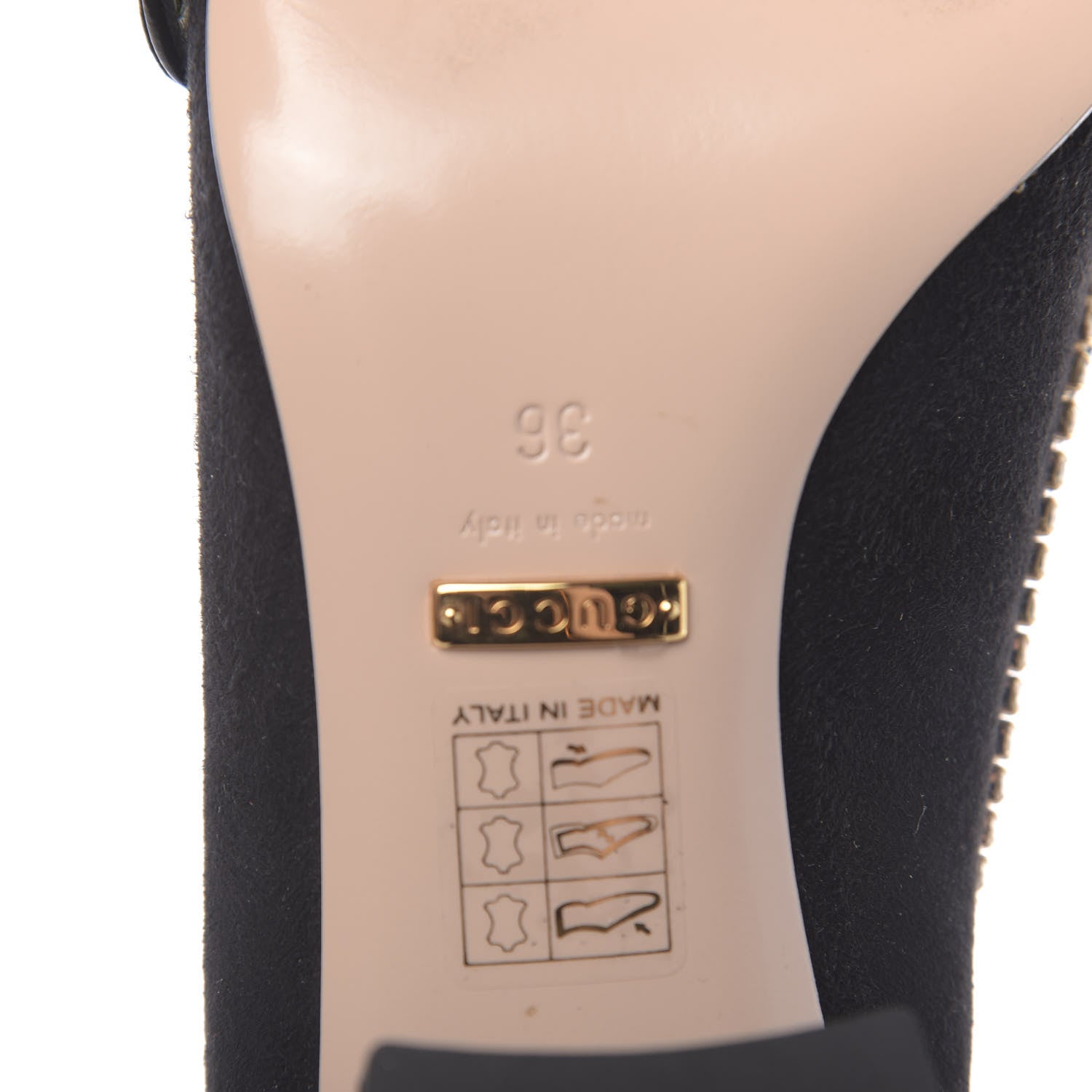 Gucci Kid Scamosciato Crystal GG Marmont Fringe 50mm Loafer Pumps 36 Black 8 of 9