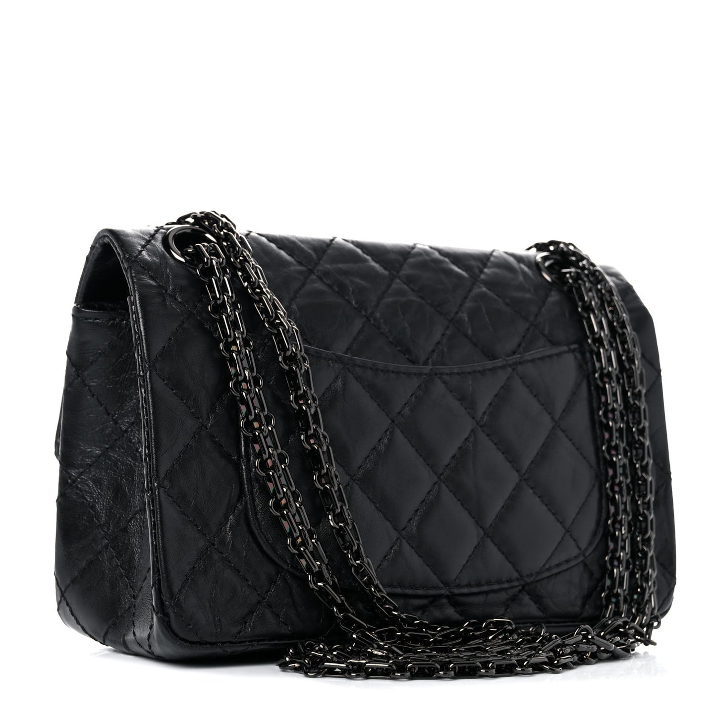Aged Calfskin Quilted 2.55 Reissue Mini Flap So Black