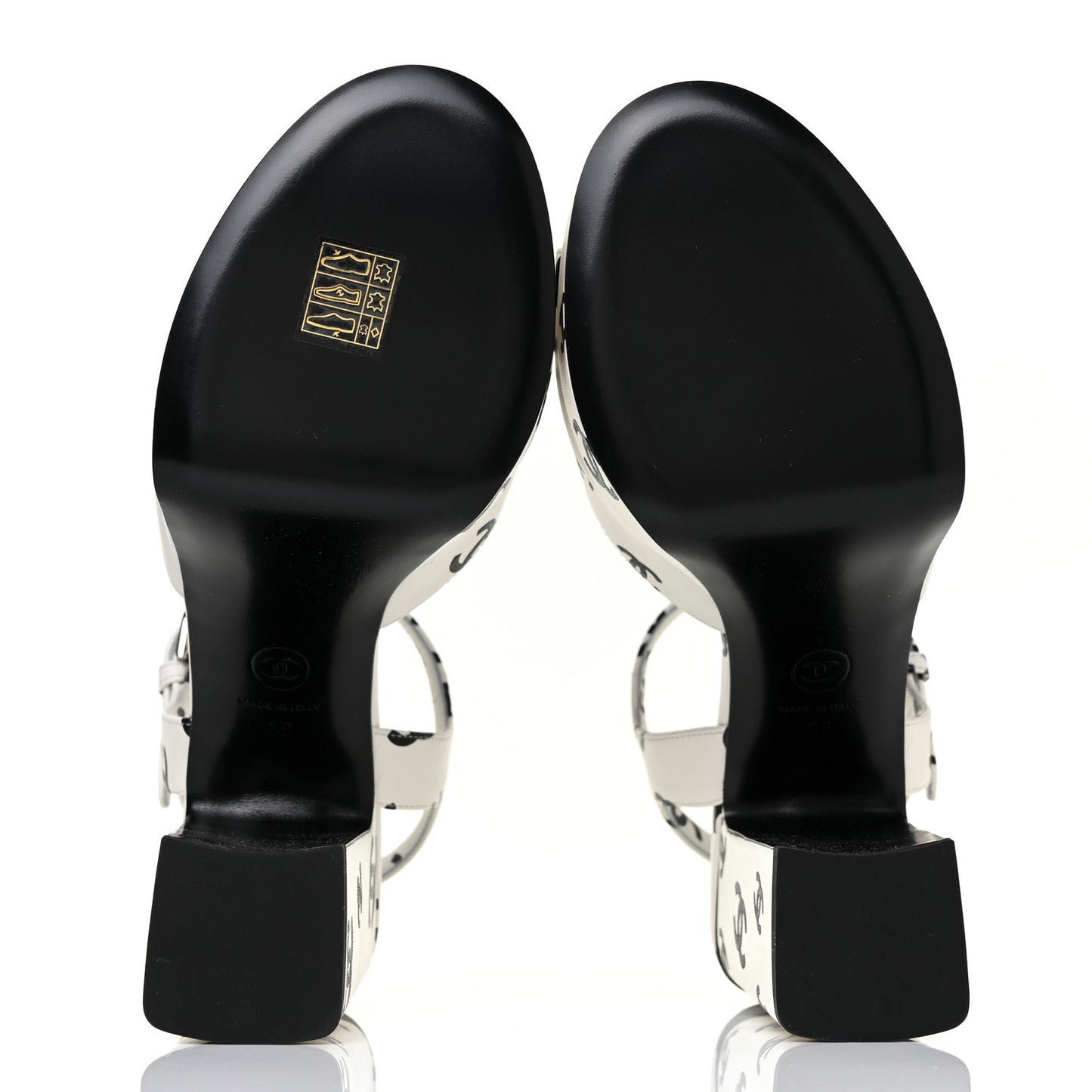 Printed Lambskin Coco Beach Platform Sandals 39 White Black