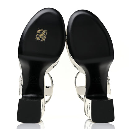 Chanel Printed Lambskin Coco Beach Platform Sandals 39 White Black 7 of 10