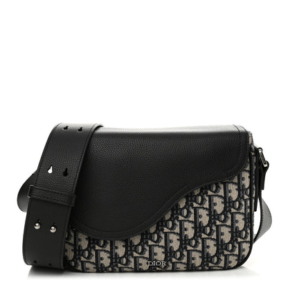 Christian Dior Grained Calfskin Oblique Mini Saddle Messenger Black 1 of 12