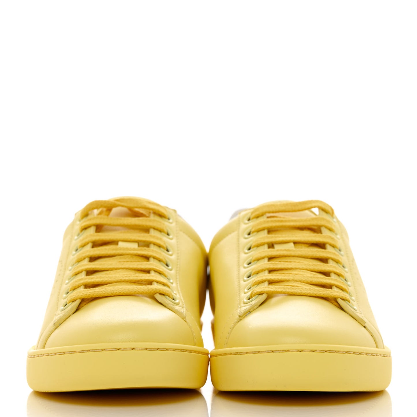 Calfskin Interlocking G Perforated Womens Ace Sneakers 35 Banana Straw Yellow