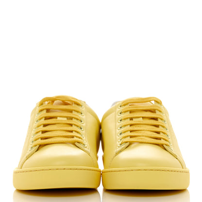 Gucci Calfskin Interlocking G Perforated Womens Ace Sneakers 35 Banana Straw Yellow 2 of 10