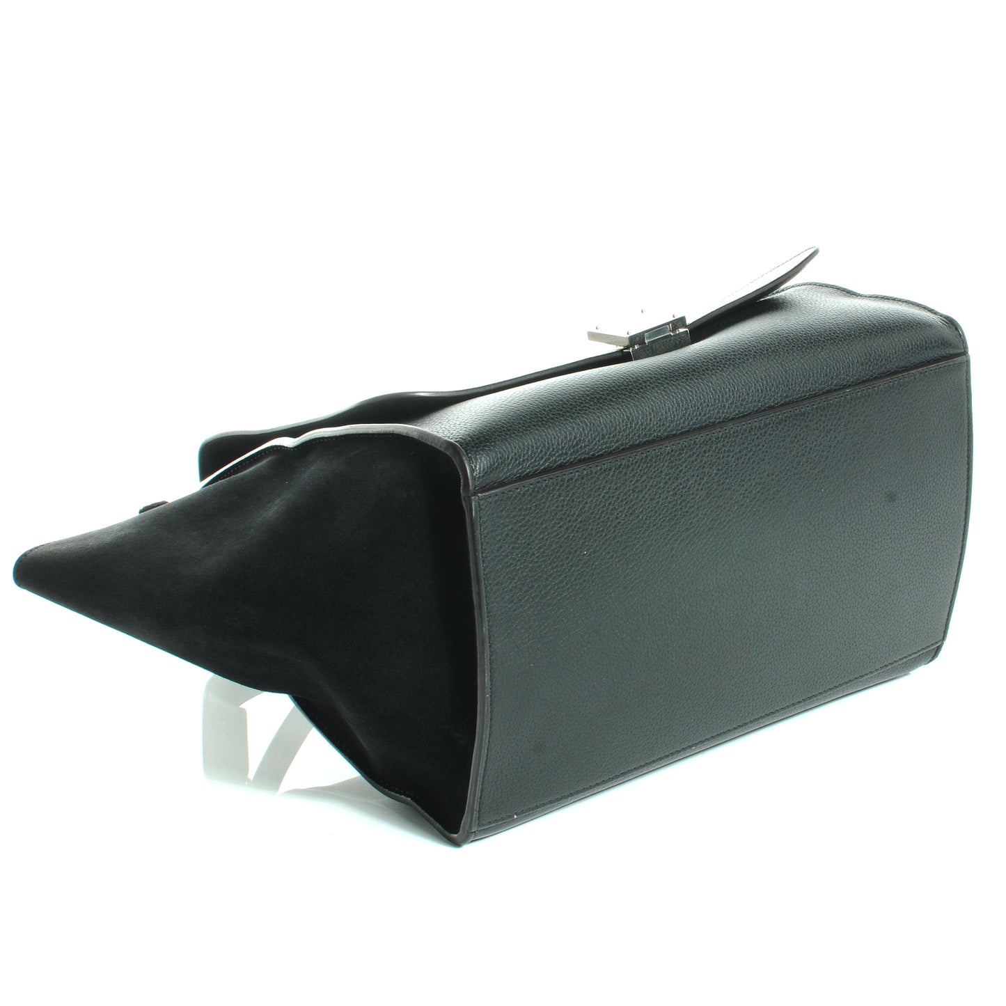 Drummed Leather and Suede Small Trapeze Black