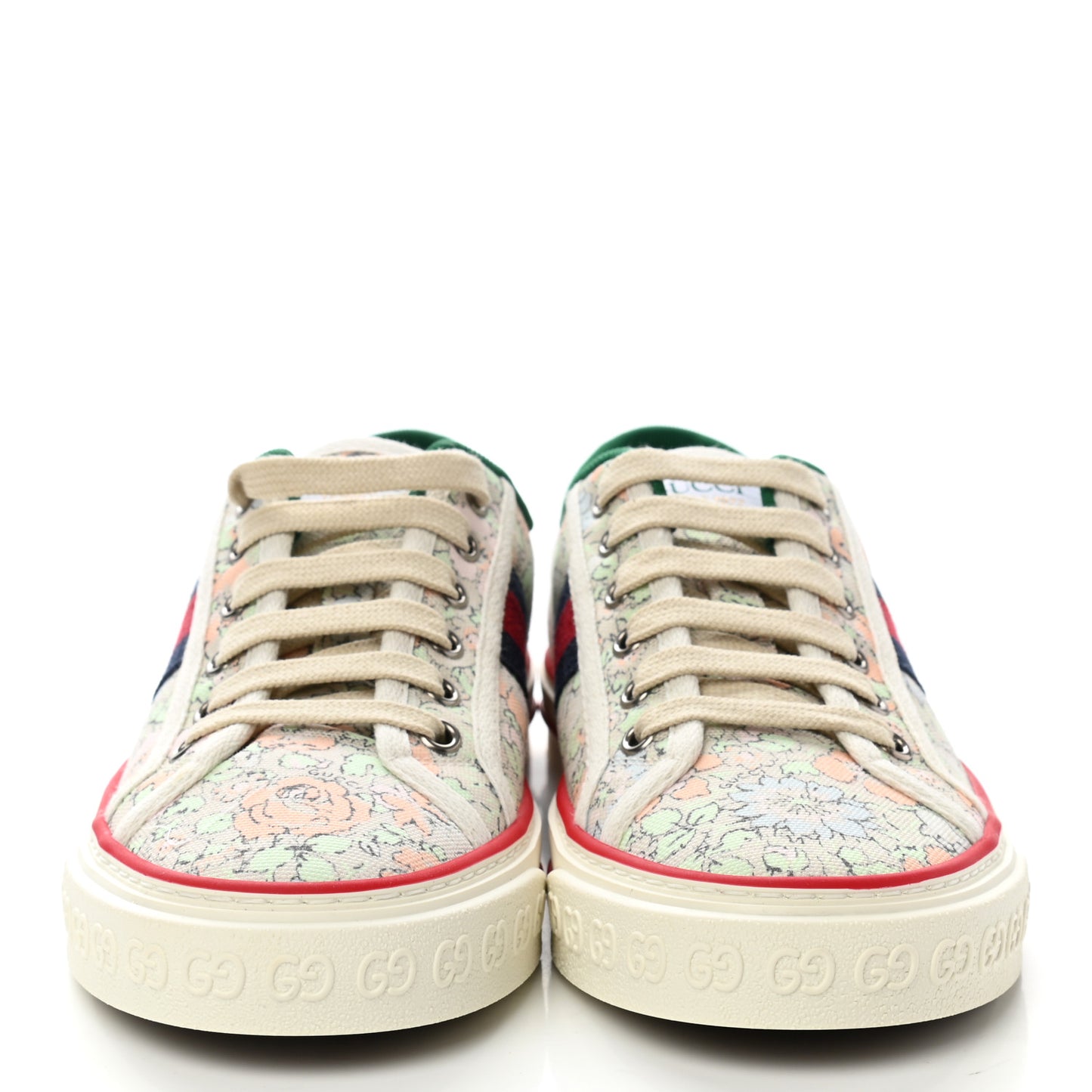 X LIBERTY OF LONDON Canvas Web Tracy Print Womens 1977 Tennis Sneakers 38 Mint Peach Mystic White