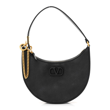 Valentino Garavani Grainy Calfskin Mini Vlogo Hobo Bag Black 1 of 11