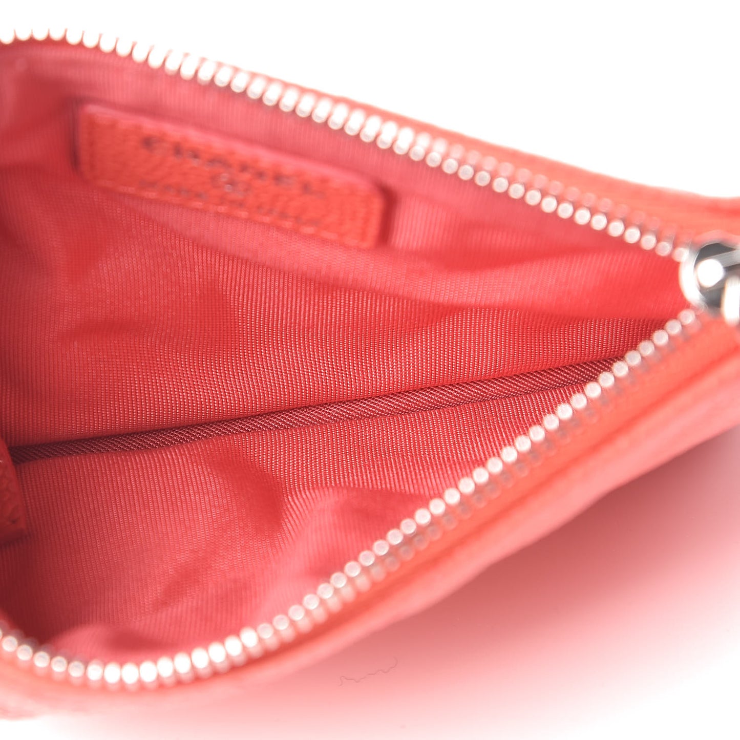Caviar Chevron Quilted Small Cosmetic Case Coral