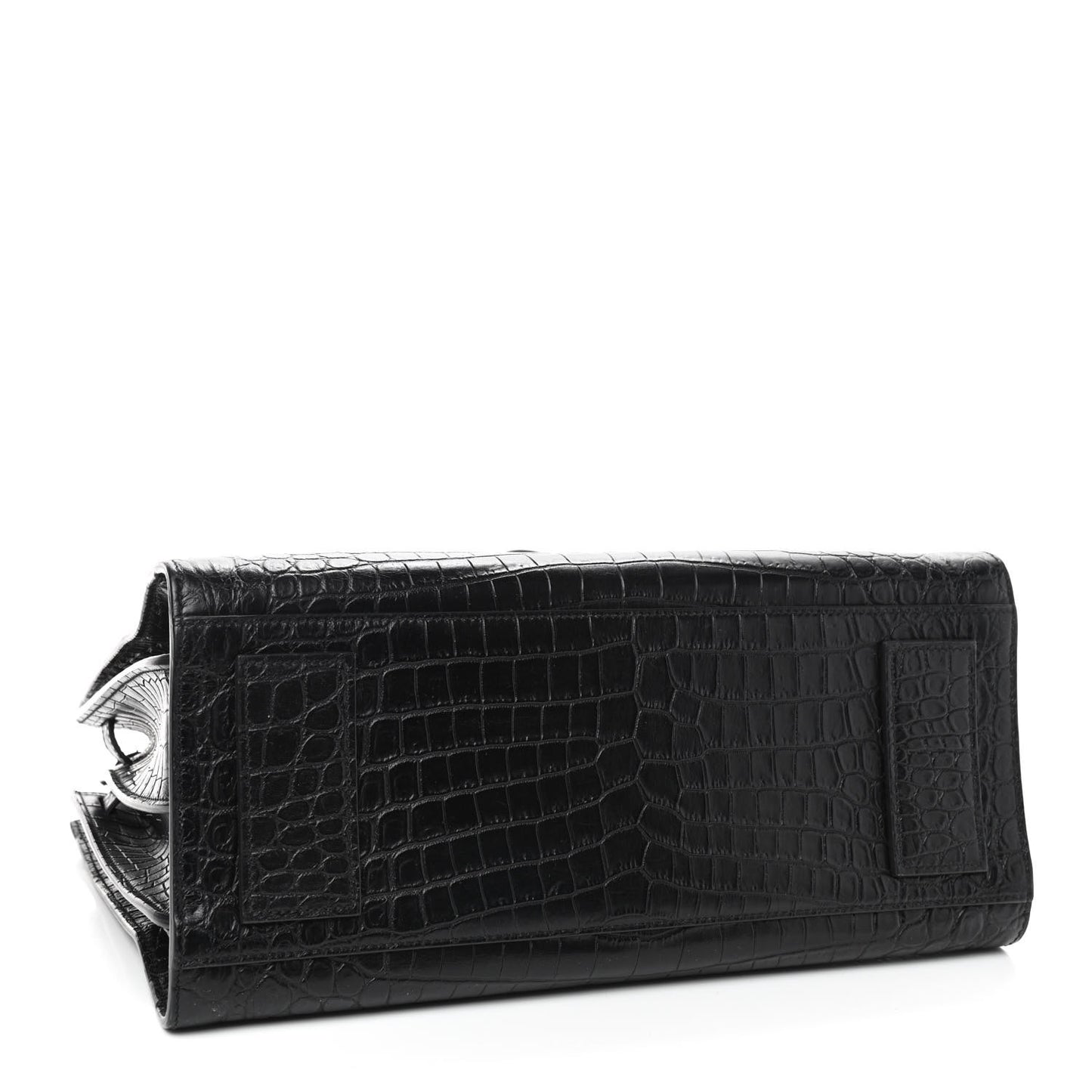 Calfskin Crocodile Embossed Small Supple Sac de Jour Black