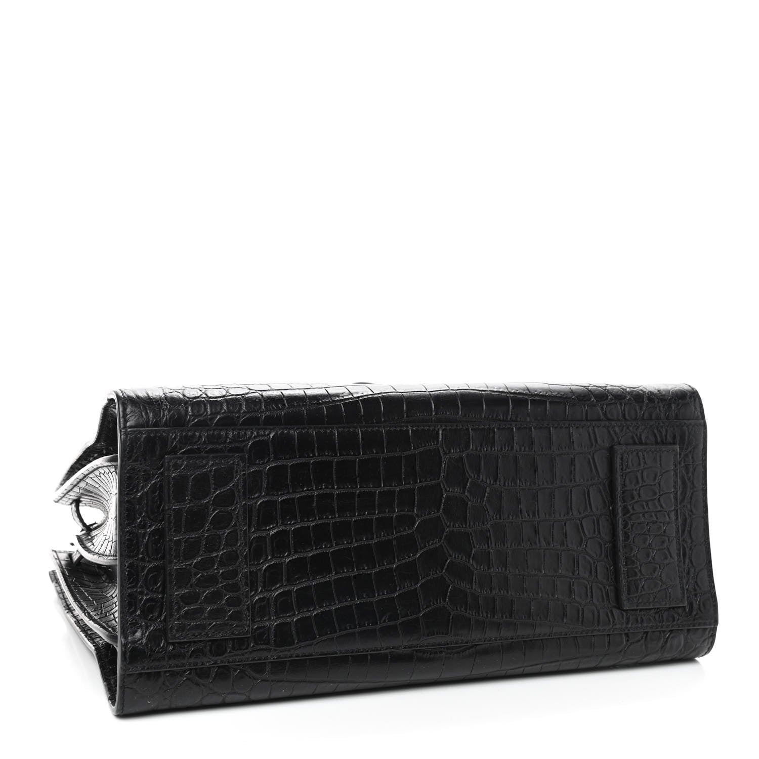 Saint Laurent Calfskin Crocodile Embossed Small Supple Sac de Jour Black 3 of 8