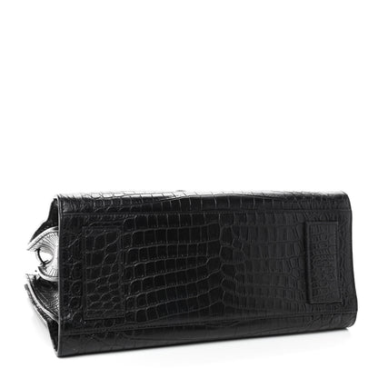 Saint Laurent Calfskin Crocodile Embossed Small Supple Sac de Jour Black 3 of 8