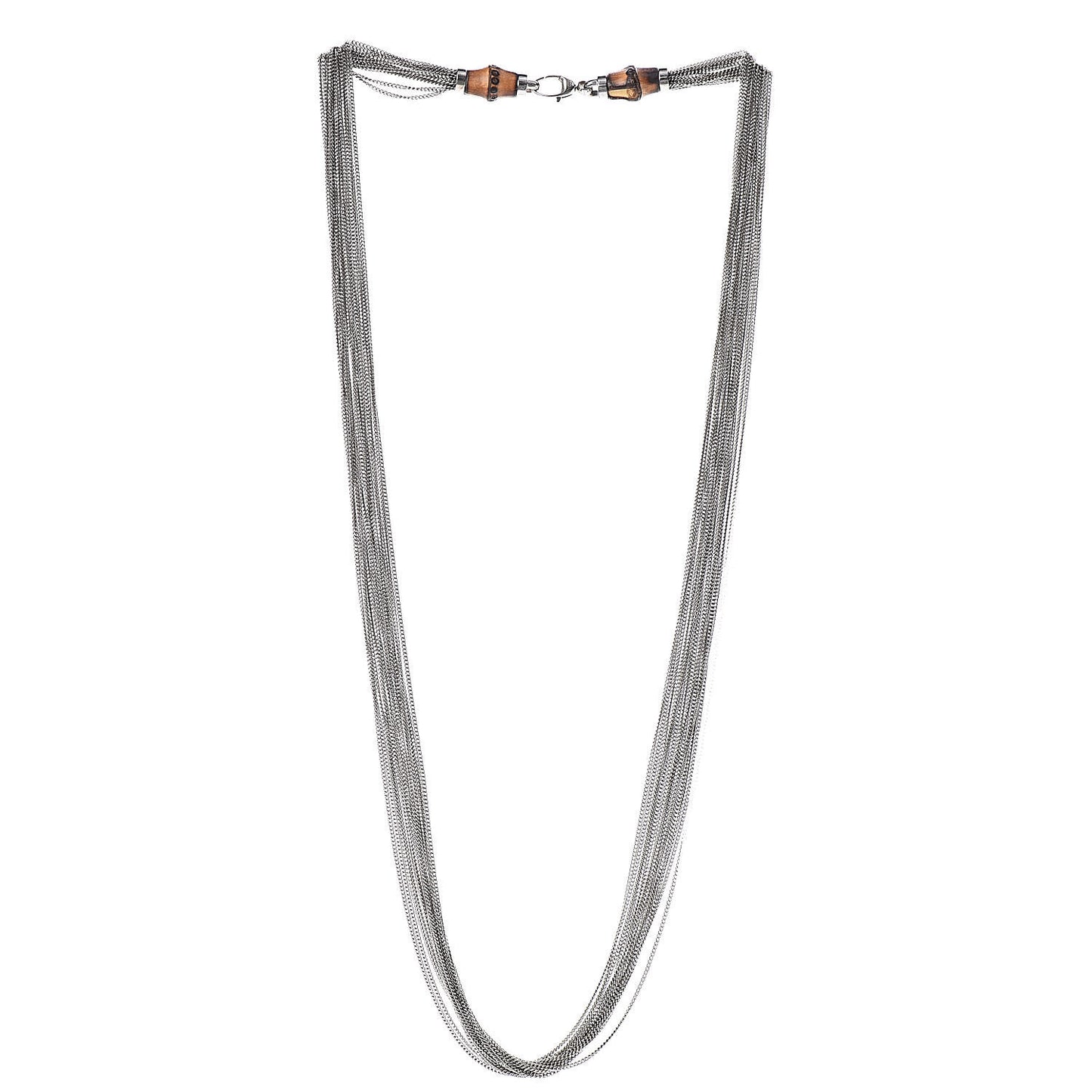 Metal Bamboo Horsebit Necklace Silver