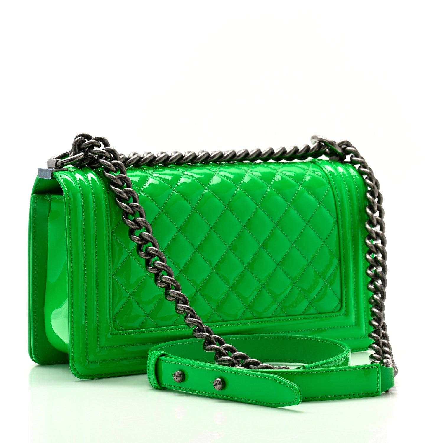 Chanel Patent Quilted Medium Boy Flap Green 3 of 10