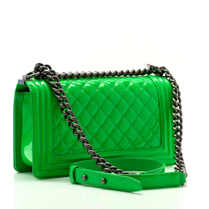 Chanel Patent Quilted Medium Boy Flap Green 3 of 10