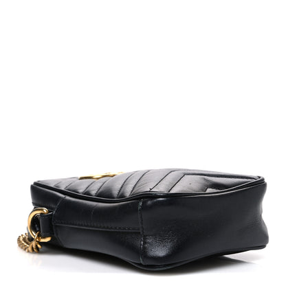 Gucci Calfskin Matelasse Mini GG Marmont Crossbody Bag Black 4 of 10