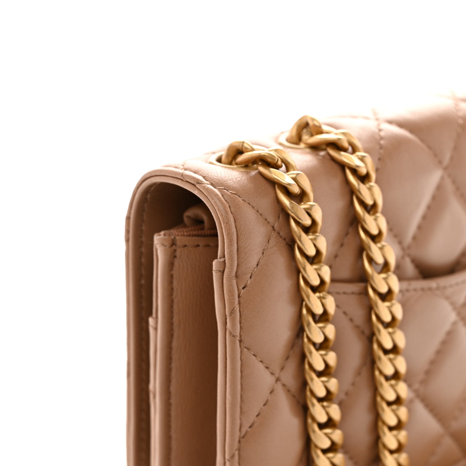 Chanel Calfskin Quilted Perfect Fit Wallet On Chain WOC Beige 12 of 16