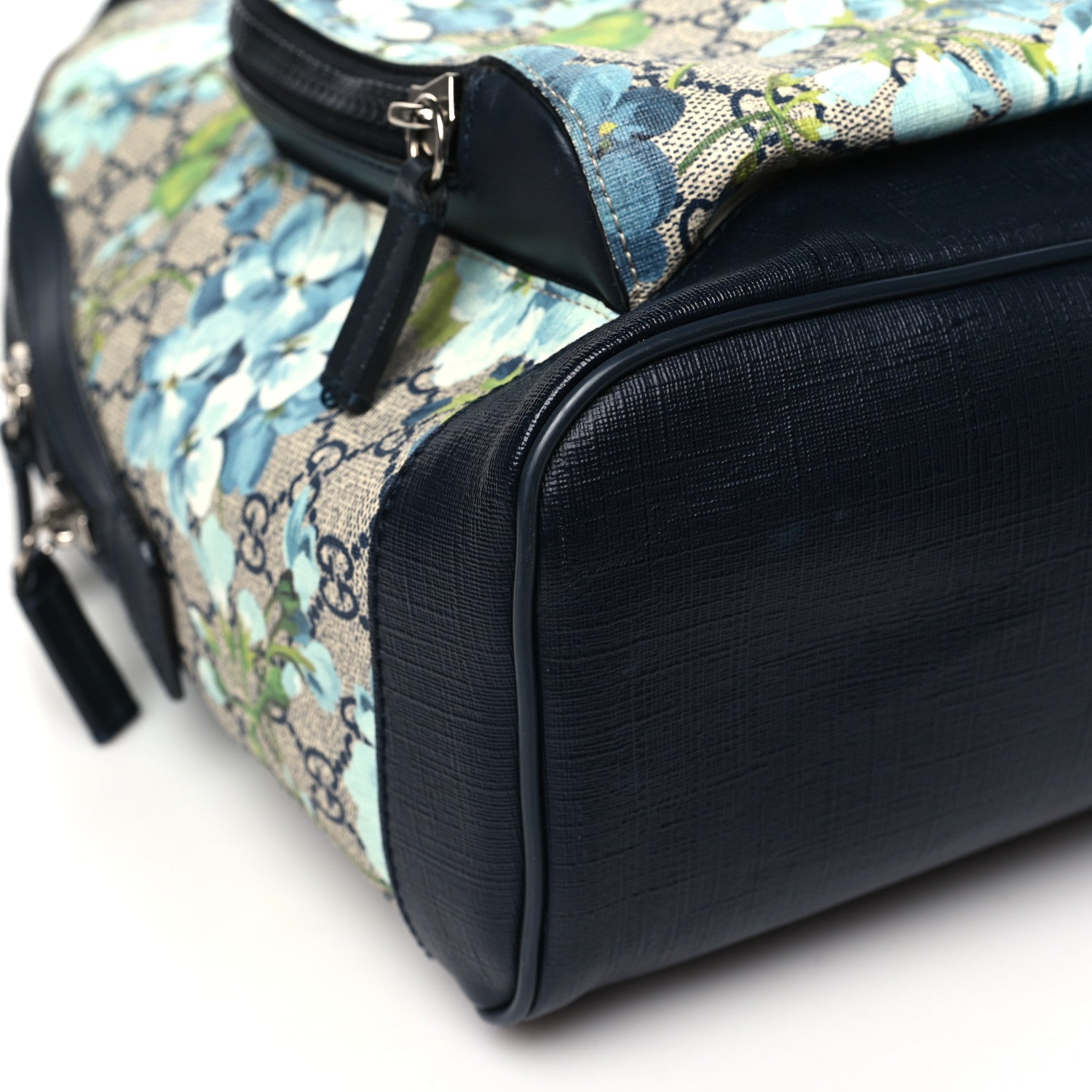 Gucci GG Supreme Monogram Blooms Medium Day Backpack Beige Blue Navy 9 of 10