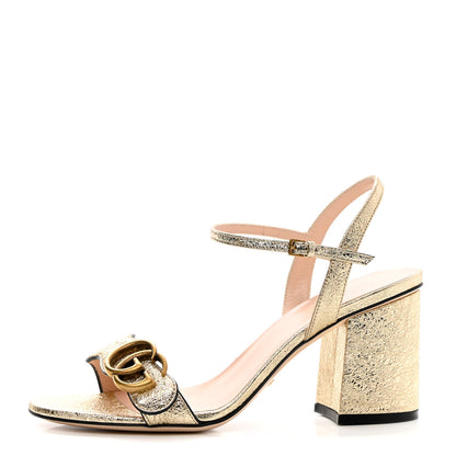 Gucci Galassia GG Marmont Ankle Wrap 75mm Sandals 37 Platino 1 of 10