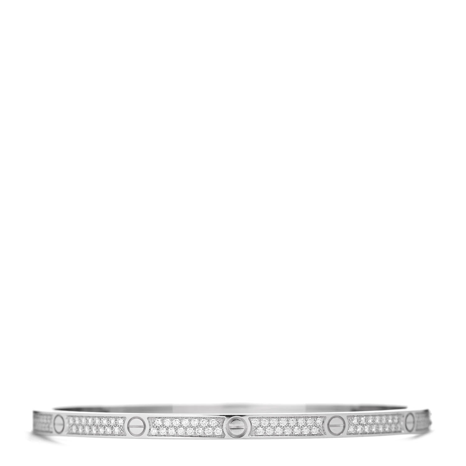 Cartier 18K White Gold Diamond Small LOVE Paved Bracelet 17 3 of 5