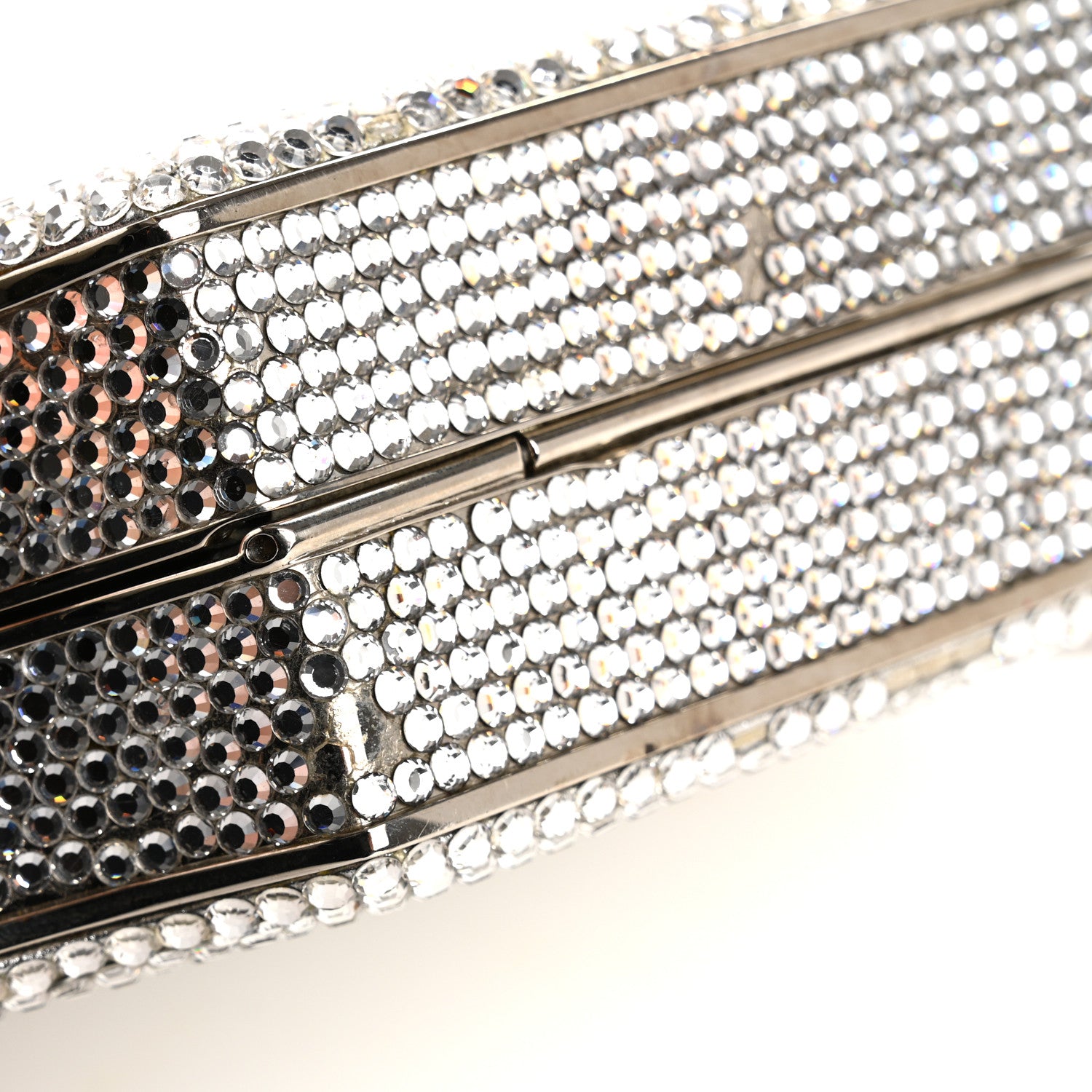 Judith Leiber Swarovski Crystal Minaudiere Clutch Silver 17 of 19
