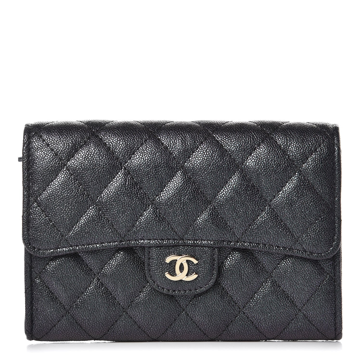 Chanel Iridescent Caviar Quilted Medium Flap Wallet Black 1 of 10