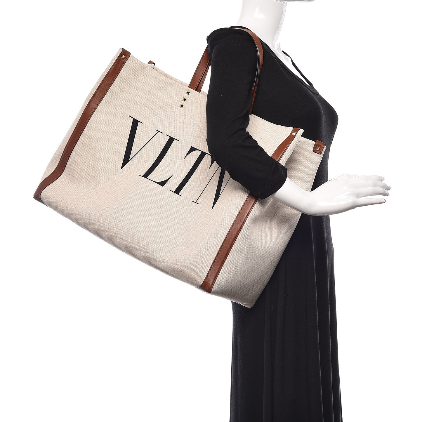 Canvas VLTN Print Large Tote Natural